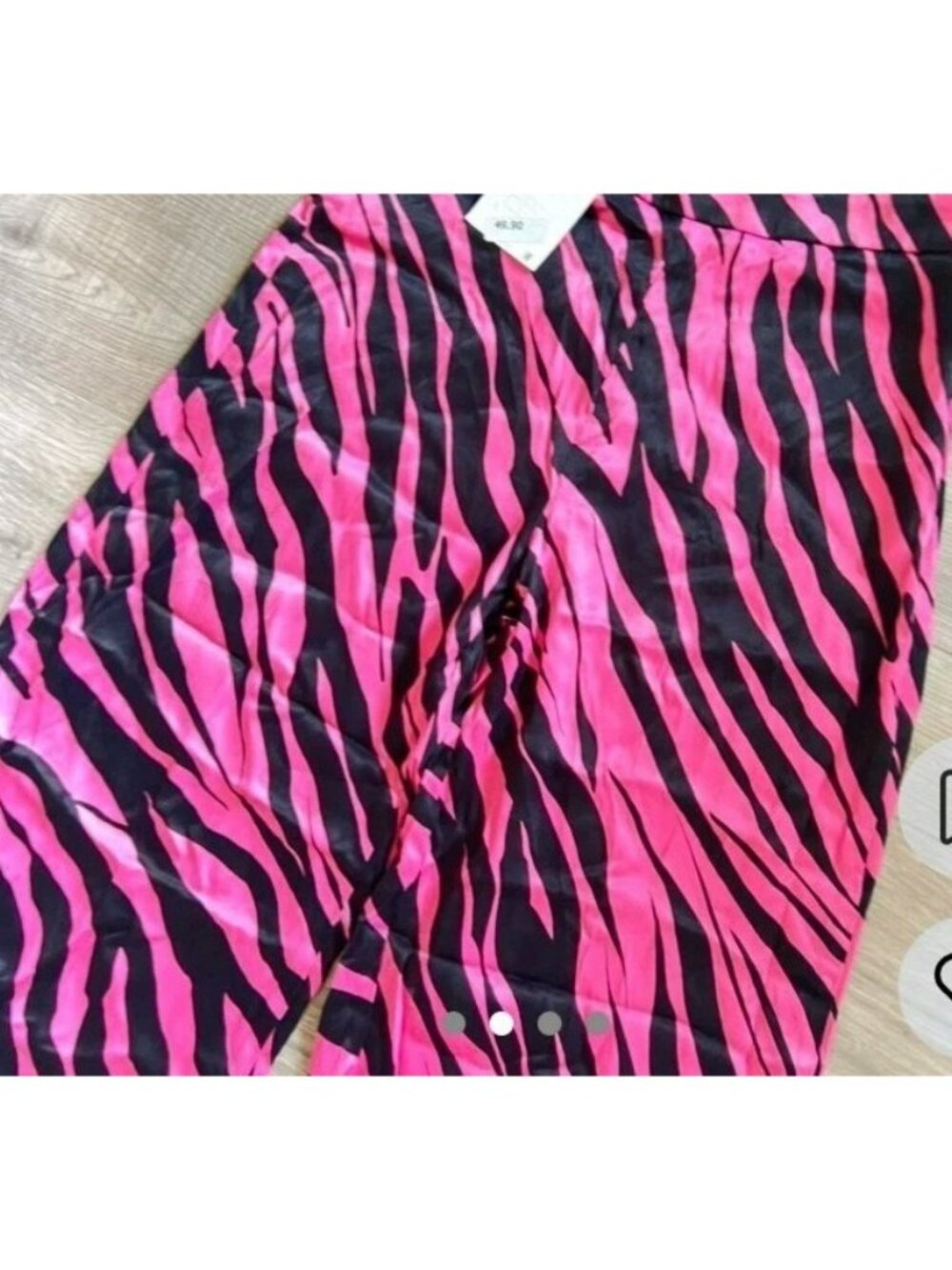 Zara Pants Zebra Print High-Waist Satin Effect Flare Leg Pant Black XS 1478 045 - Picture 2 of 9